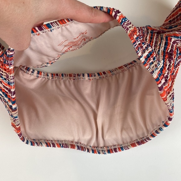 Cabana Del Sol Smocked Multi Colored Stripe Bikini Top Size Large - Picture 11 of 12